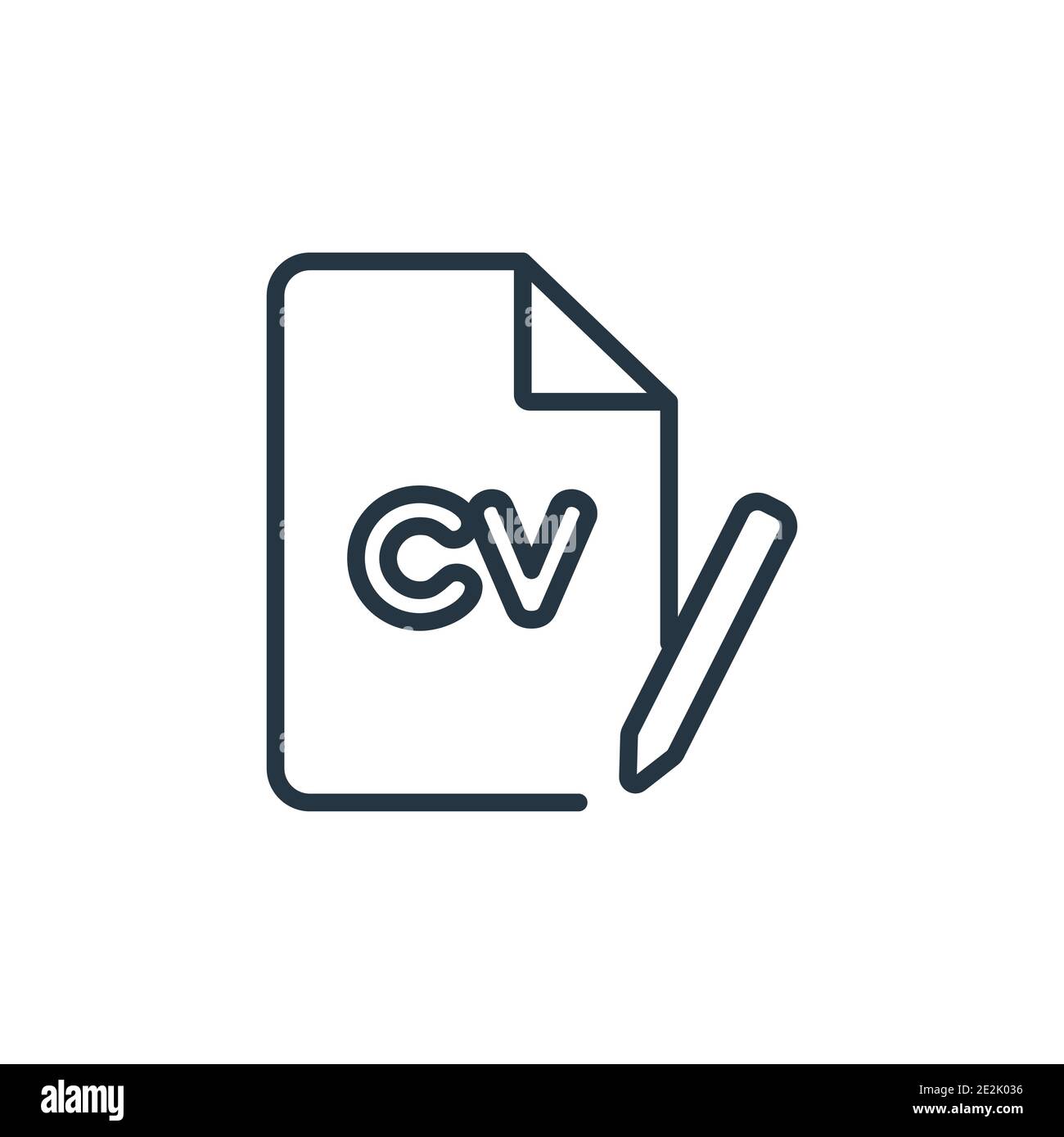 Symbol für CV-Umrissvektor. Dünne Linie schwarzes cv-Symbol, flacher Vektor einfache Element Illustration aus editierbaren Job Resume Konzept isolierte Kontur auf weißem BAC Stock Vektor