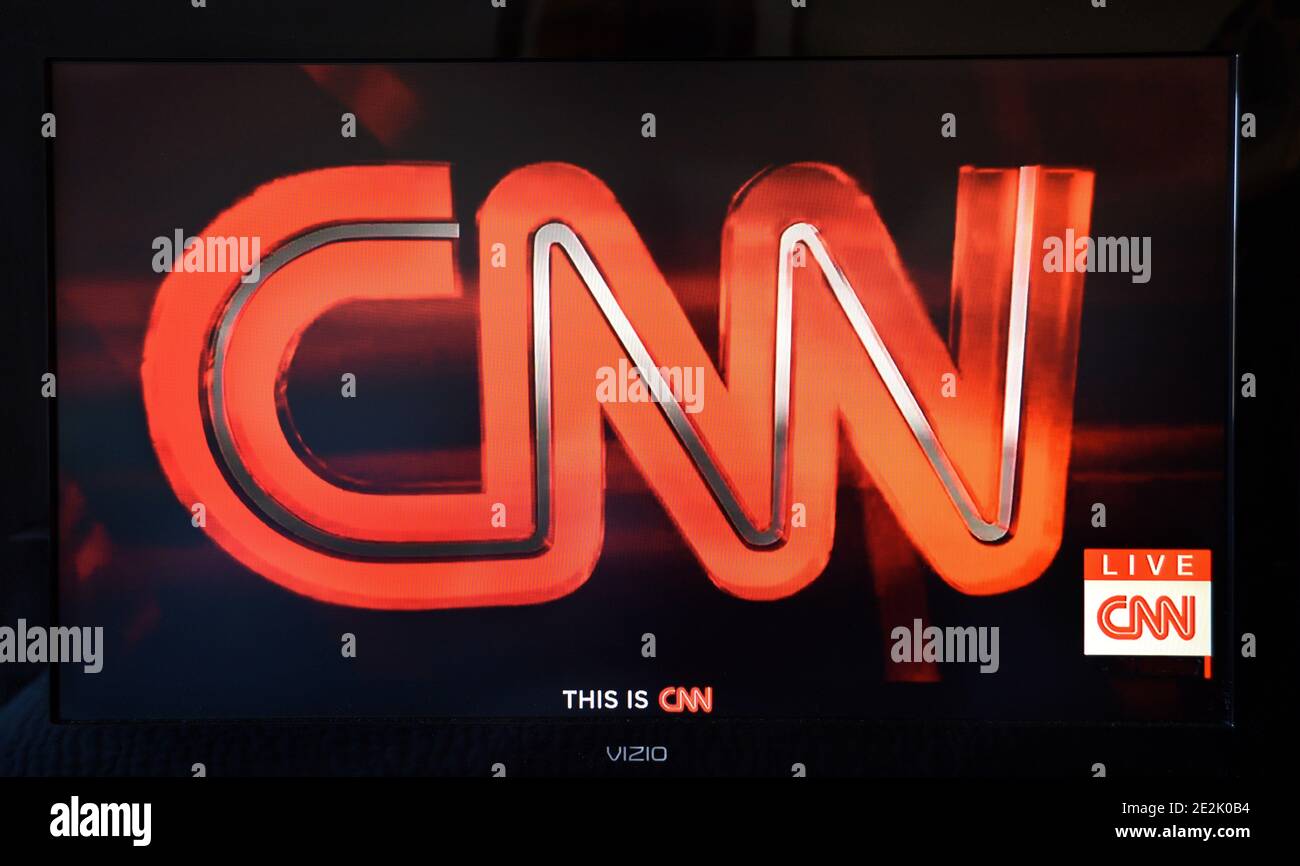 Ein CNN-Fernsehbild des Logos des Netzwerks. Stockfoto