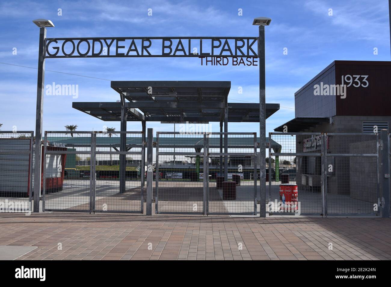 Goodyear Ballpark das Frühjahrstraining der Cincinnati Reds Und Baseballteams der Cleveland Indians Stockfoto