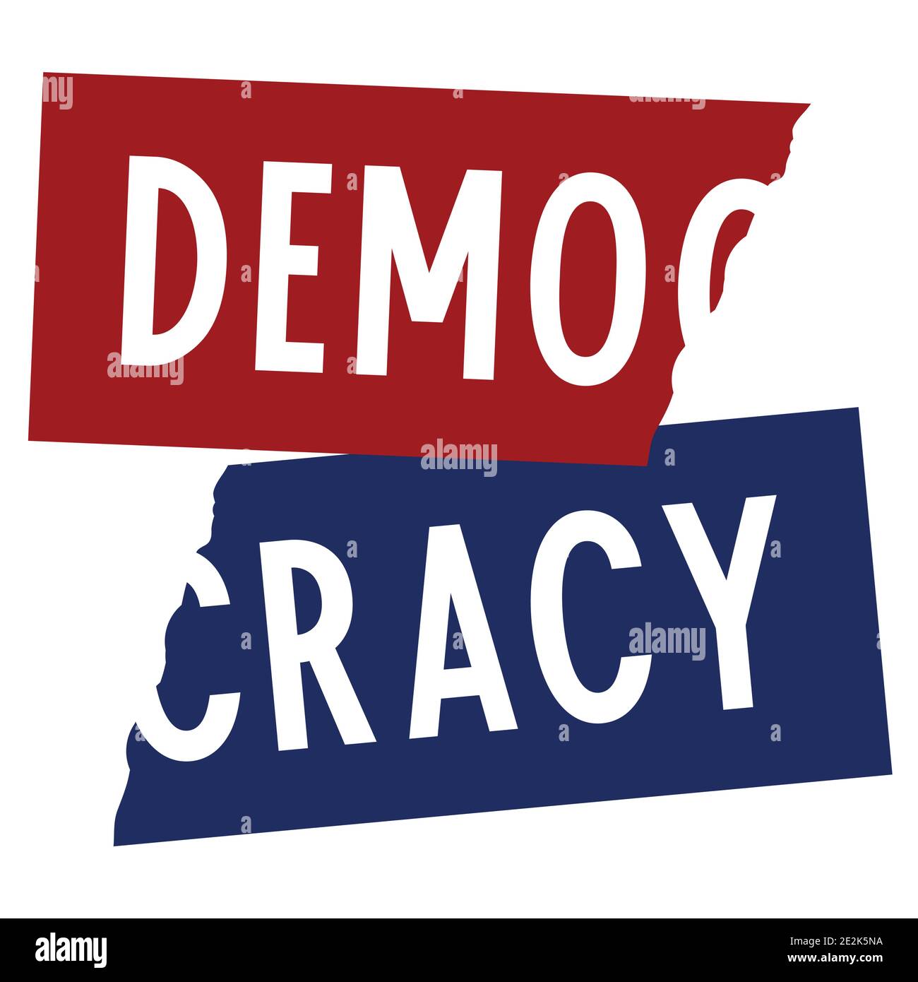 Destroyed Demokratie Vektor-Schriftzug für T-Shirt-Design Stock Vektor