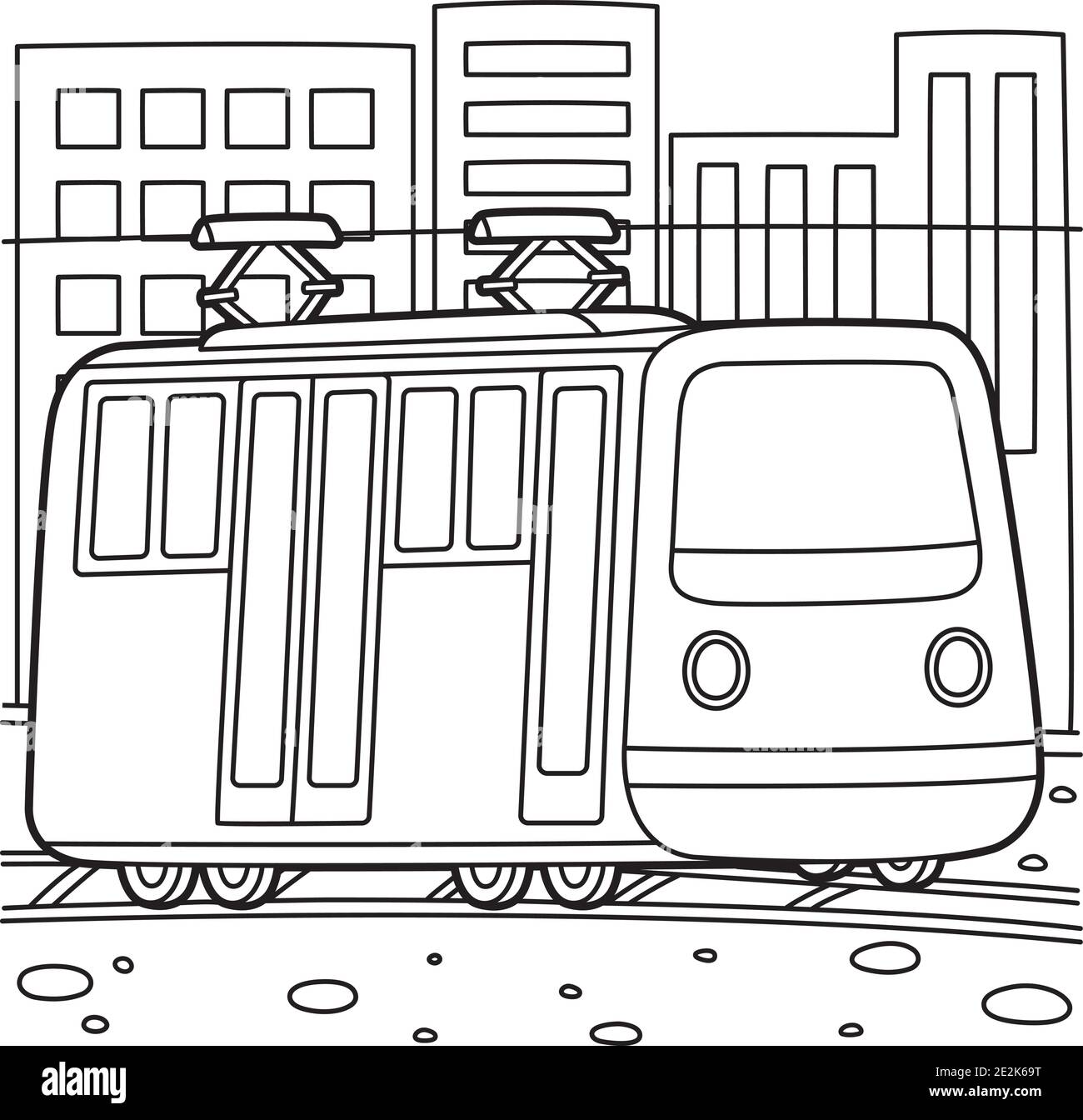 Tram Coloring Page Stock Vektor