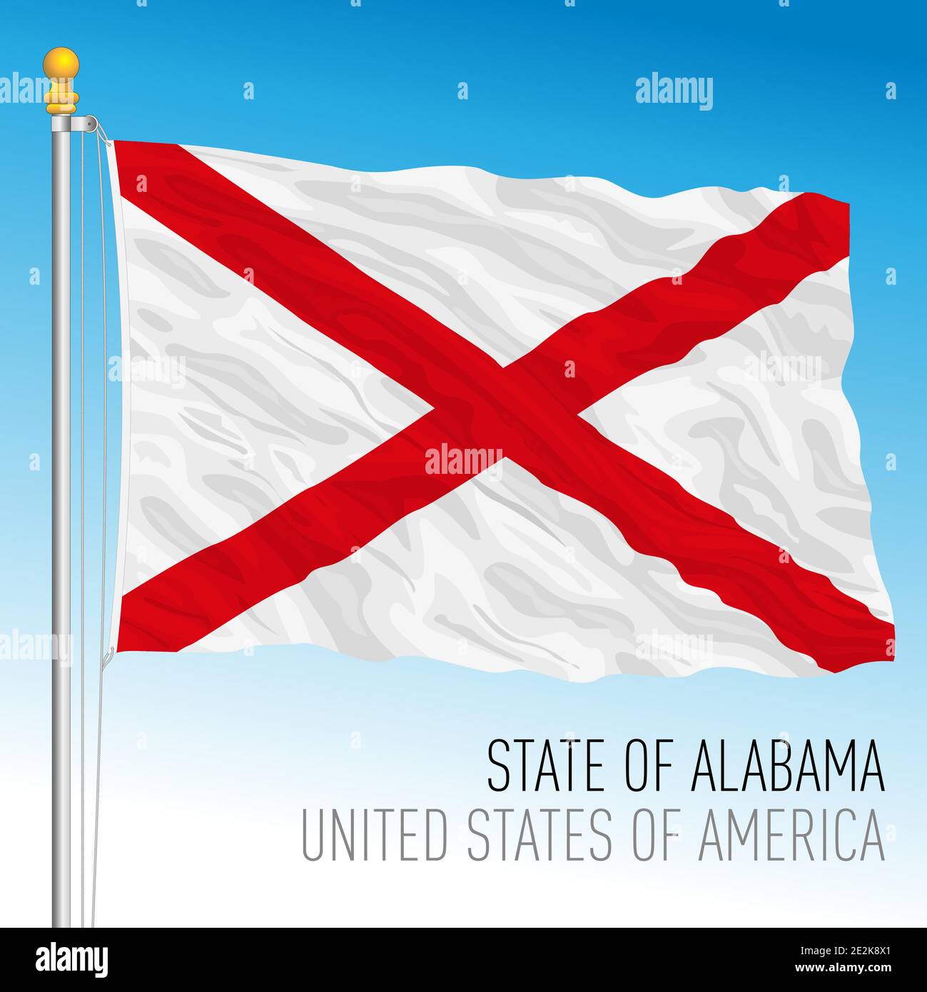 Alabama Staatsflagge, Vereinigte Staaten von Amerika, Vektorgrafik Stock Vektor