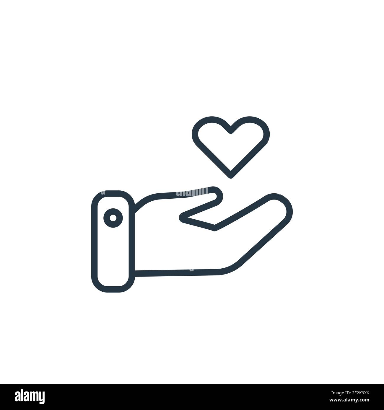 Herz zwischen den Händen Umriss Vektor-Symbol. Dünne Linie schwarzes Herz zwischen den Händen Symbol, flache Vektor einfache Element Illustration aus editierbaren allgemeinen conce Stock Vektor