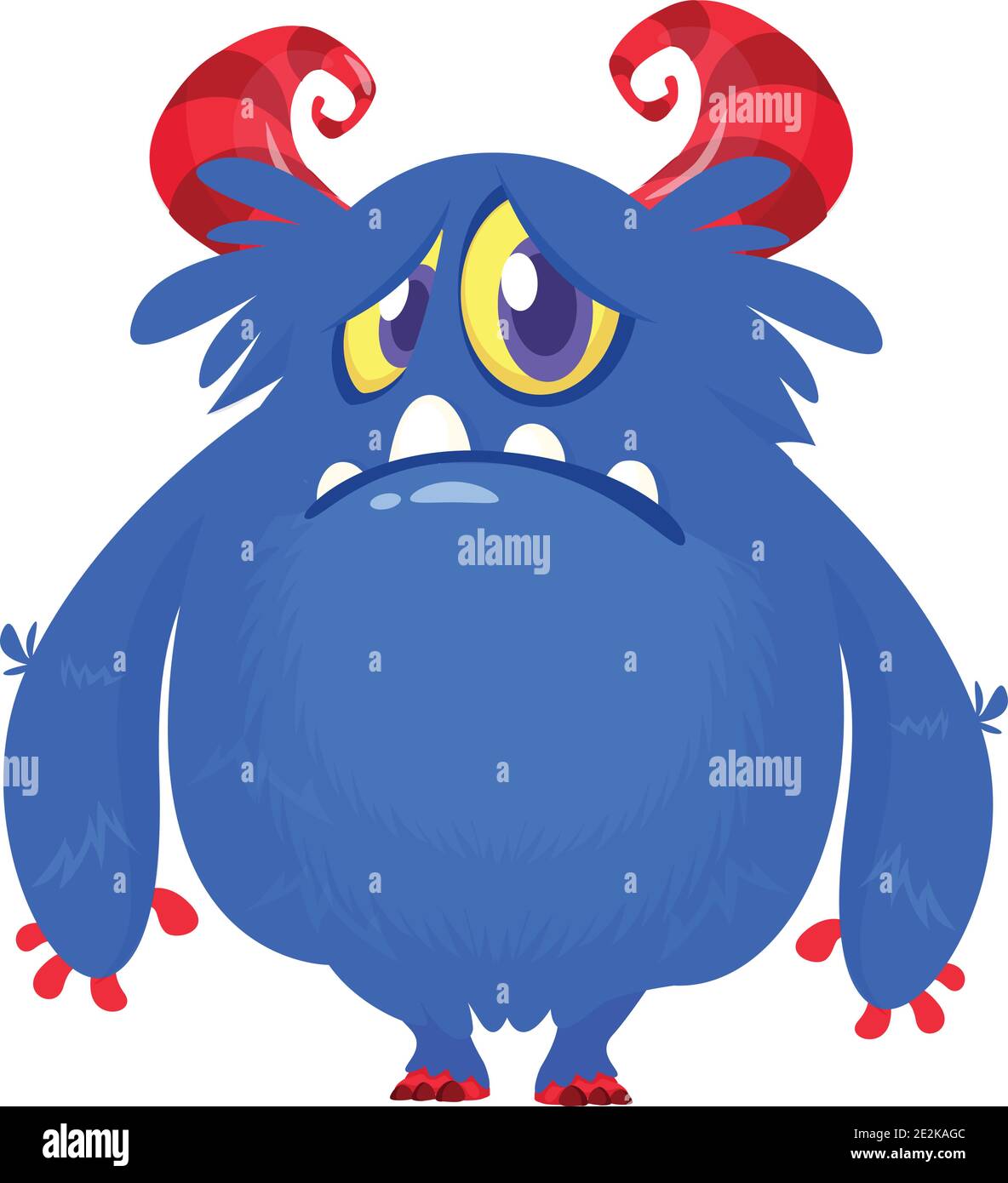 Lustige Cartoon Monster mit traurigen Emotionen. Vektorgrafik Stock Vektor