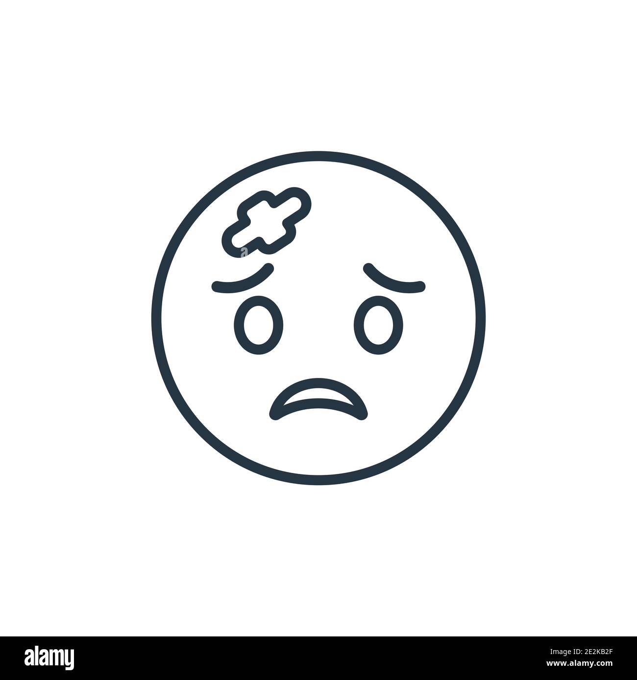 Verletztes Emoji-Umriss-Vektor-Symbol. Dünne Linie schwarz verletzte Emoji-Symbol, flache Vektor einfache Element Illustration von editierbaren Emoji Konzept isoliert auf Stock Vektor