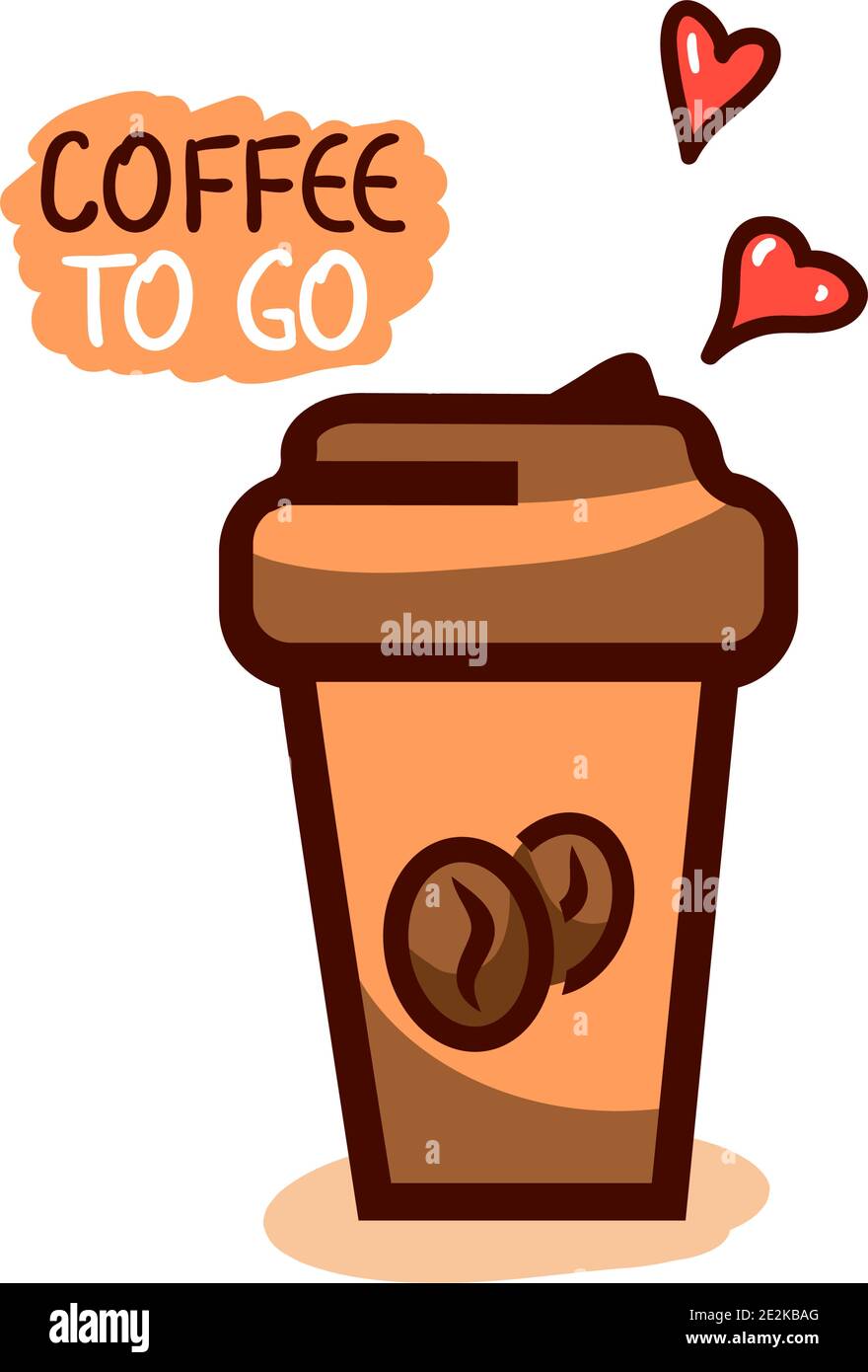 Nette Tasse Kaffee mit Herzen gehen, Idee Konzept, Vektor-Illustration. Stock Vektor