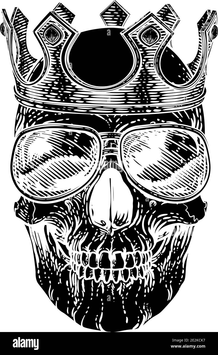Skull Cool Sonnenbrille Skeleton in Shades und Crown Stock Vektor