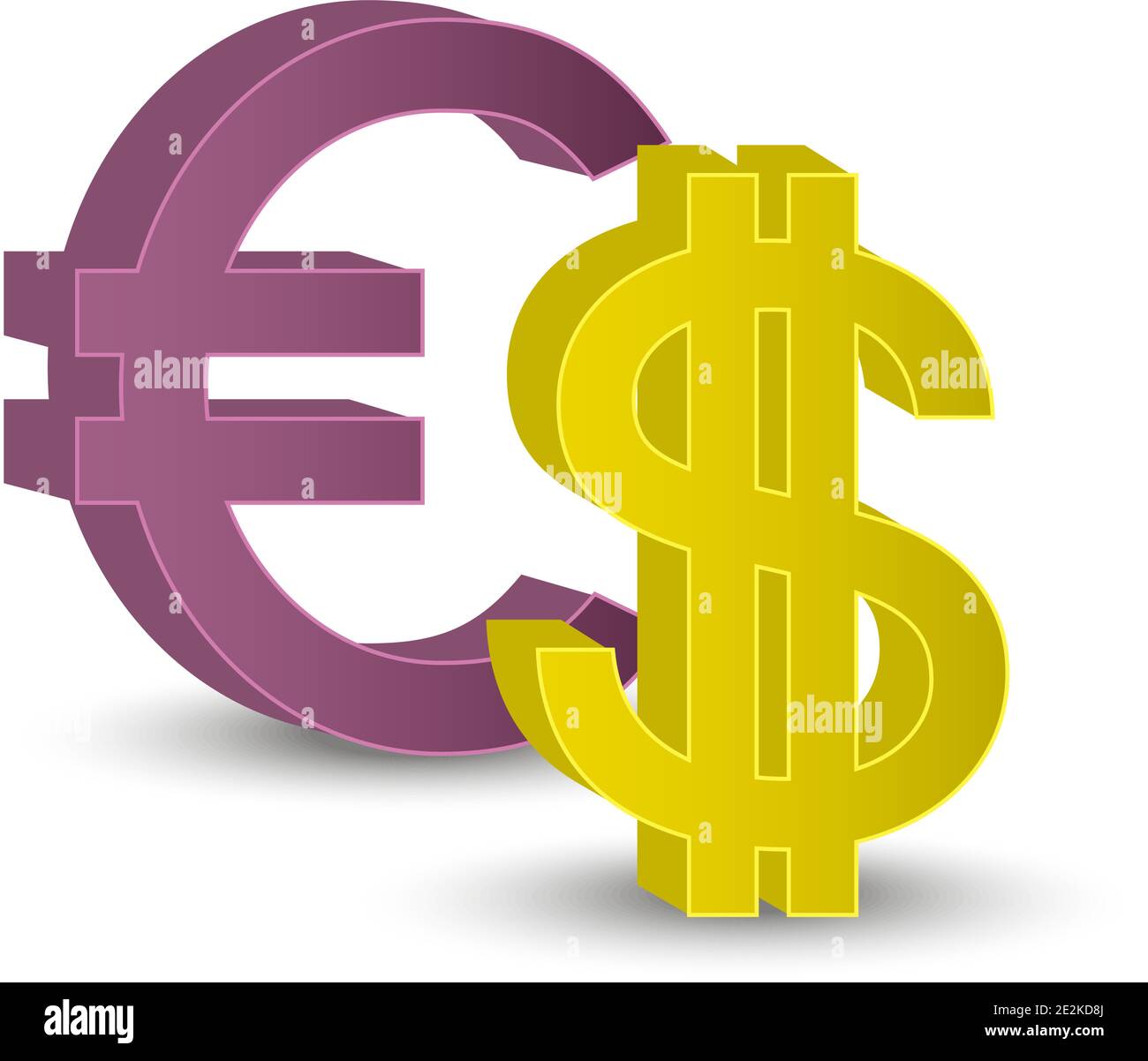 3D-Darstellung des Währungssymbols. Euro mit Dollar-Symbol. Eps10 Stock Vektor