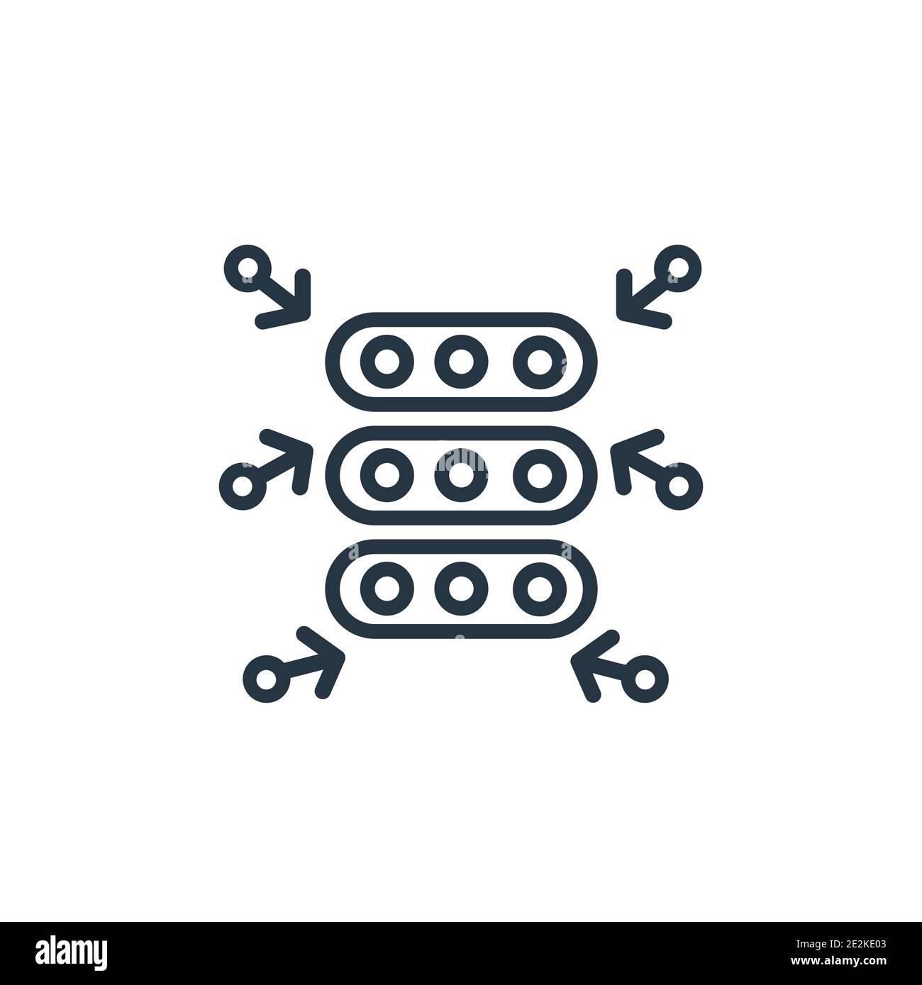 Vektorsymbol für die Gliederung der Datenaggregation. Dünne Linie schwarze Daten Aggregation Symbol, flache Vektor einfache Element Illustration von editierbaren allgemeinen Konzept iso Stock Vektor