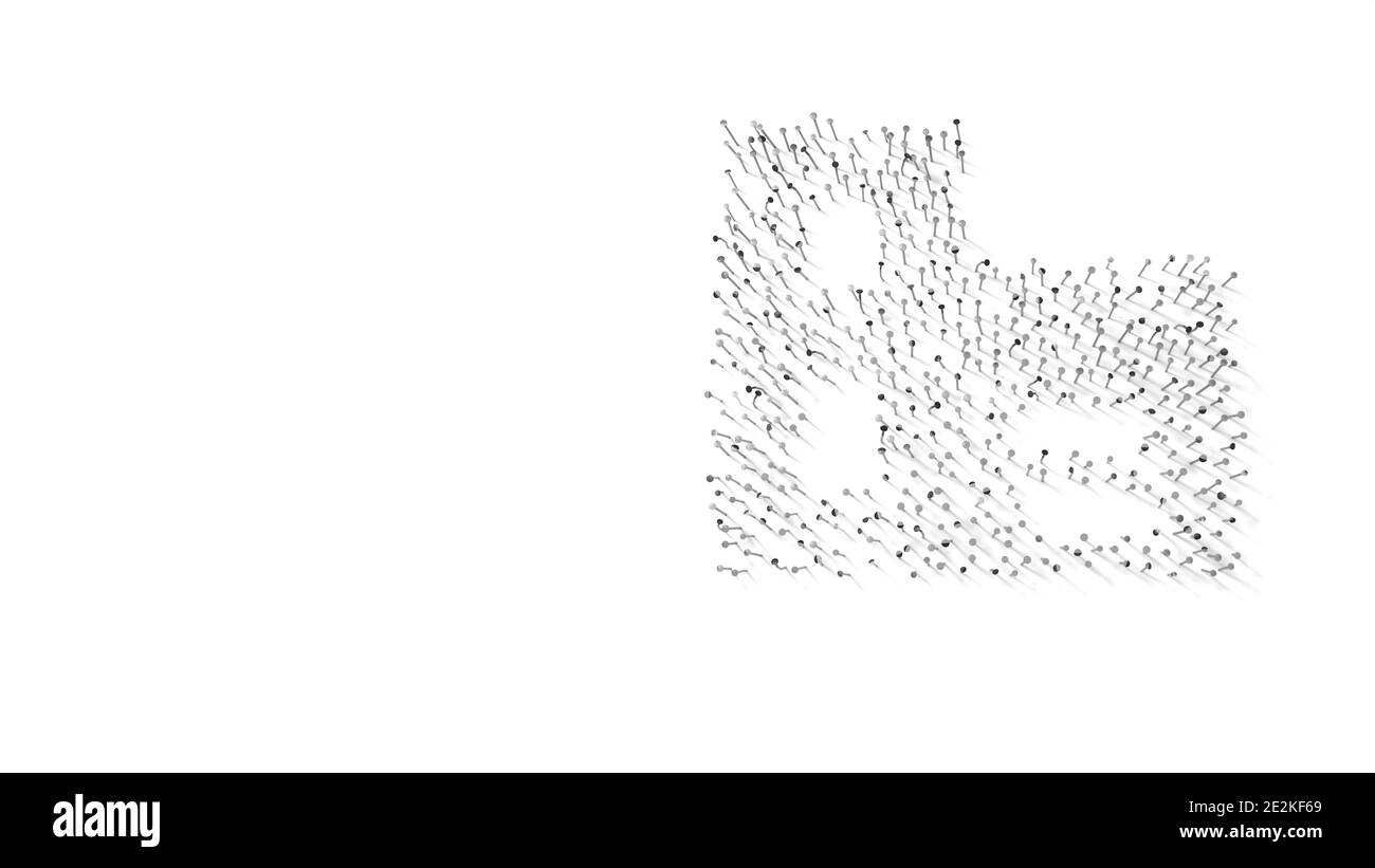 3d-Rendering Symbol des Gebäudes in Gold Thermofolie eingewickelt Platte auf dunkelblauem Hintergrund Stockfoto