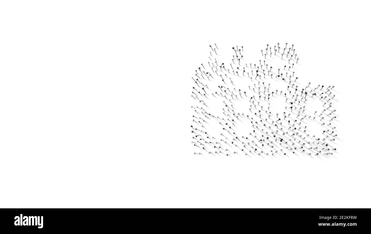 3d Rendering Symbol der Stadt mit Fabrik in Gold verpackt Thermofolienplatte auf dunkelblauem Hintergrund Stockfoto