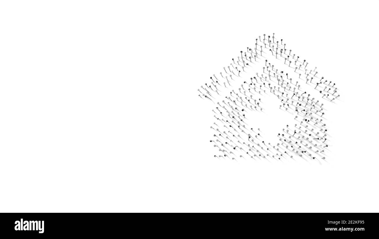 3d-Rendering Symbol der Klinik medizinische in Gold thermische verpackt Folienplatte auf dunkelblauem Hintergrund Stockfoto