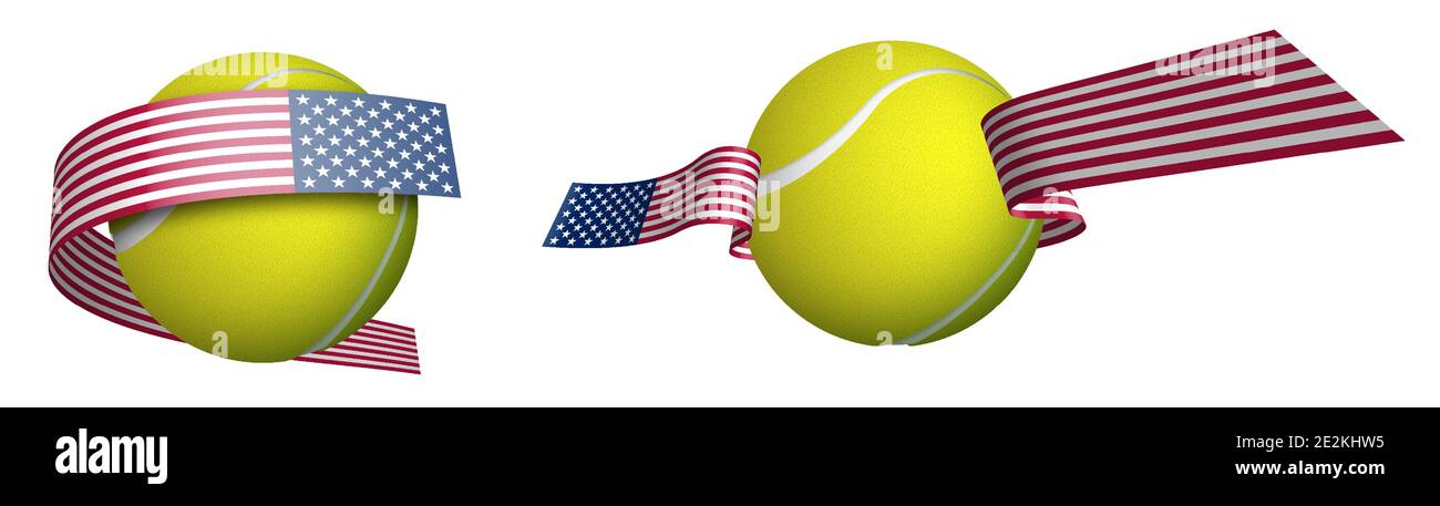 Sport Tennisball in Bändern mit Farben amerikanische Flagge. Isolierter Vektor auf weißem Hintergrund Stock Vektor