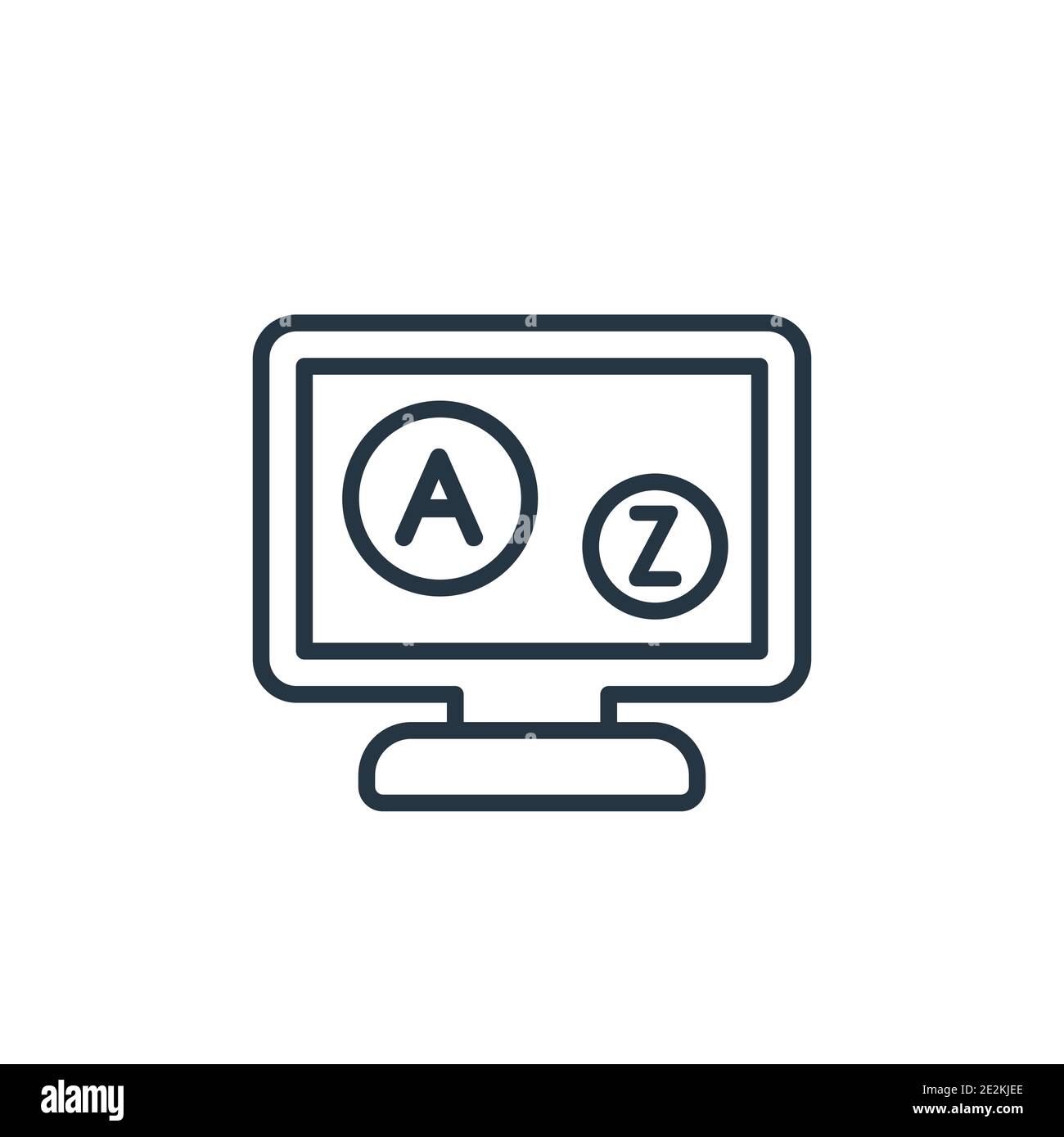 Vektorsymbol für den Vokabelumriss. Dünne Linie schwarz Wortschatz Symbol, flache Vektor einfache Element Illustration von editierbaren e Lernen und Bildung concep Stock Vektor