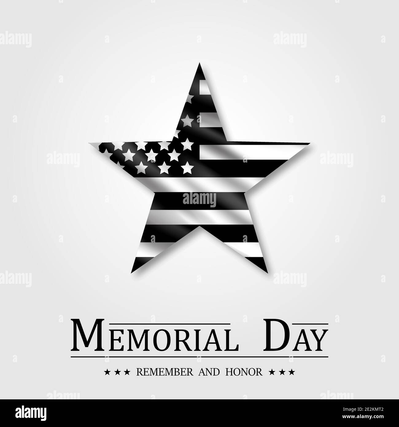 Memorial Day. Stern und Flagge USA mit Schatten. Eps10 Stock Vektor