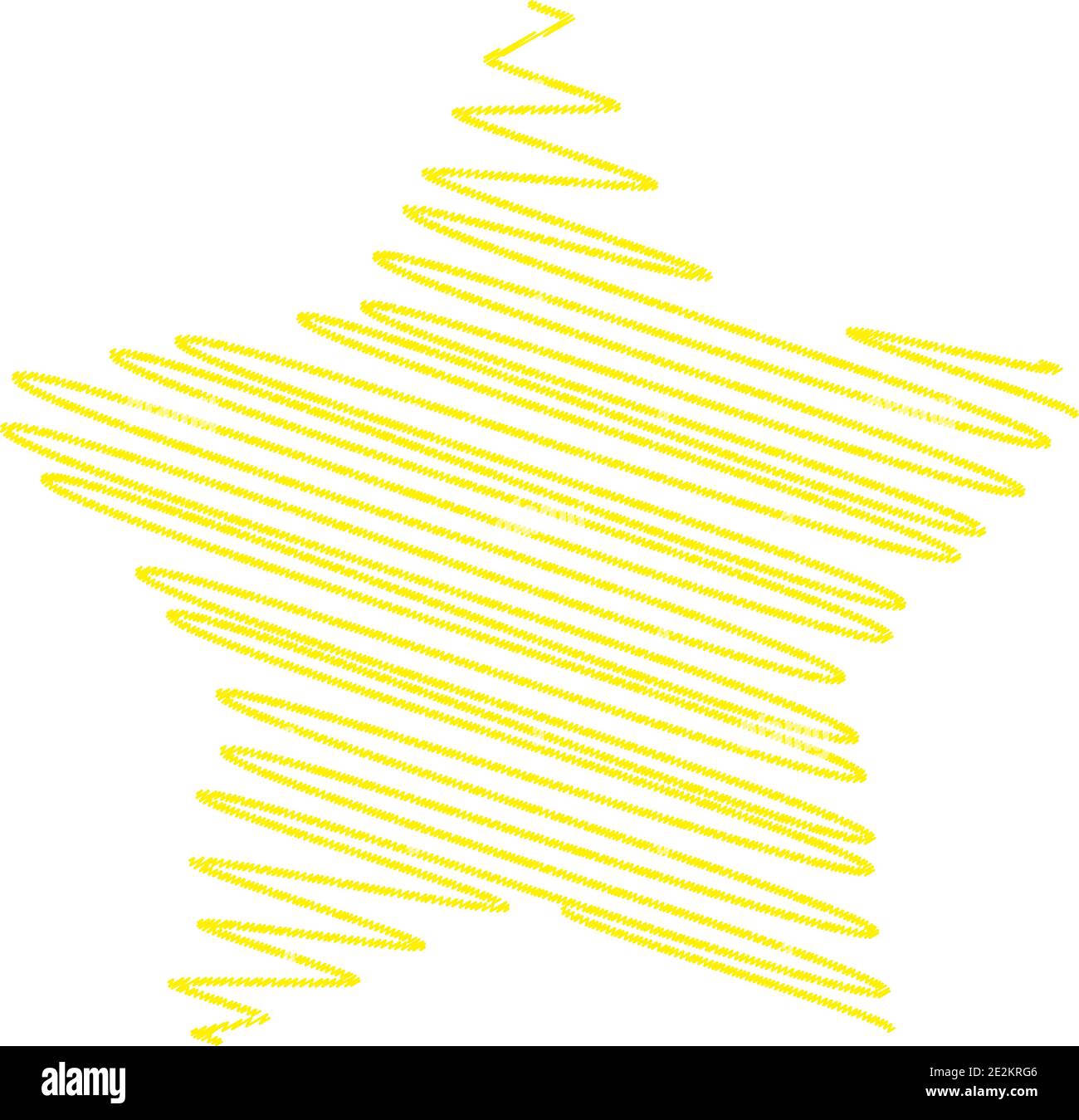 Stern gelbe Farbe von Hand auf weißem Hintergrund gemalt Stock Vektor
