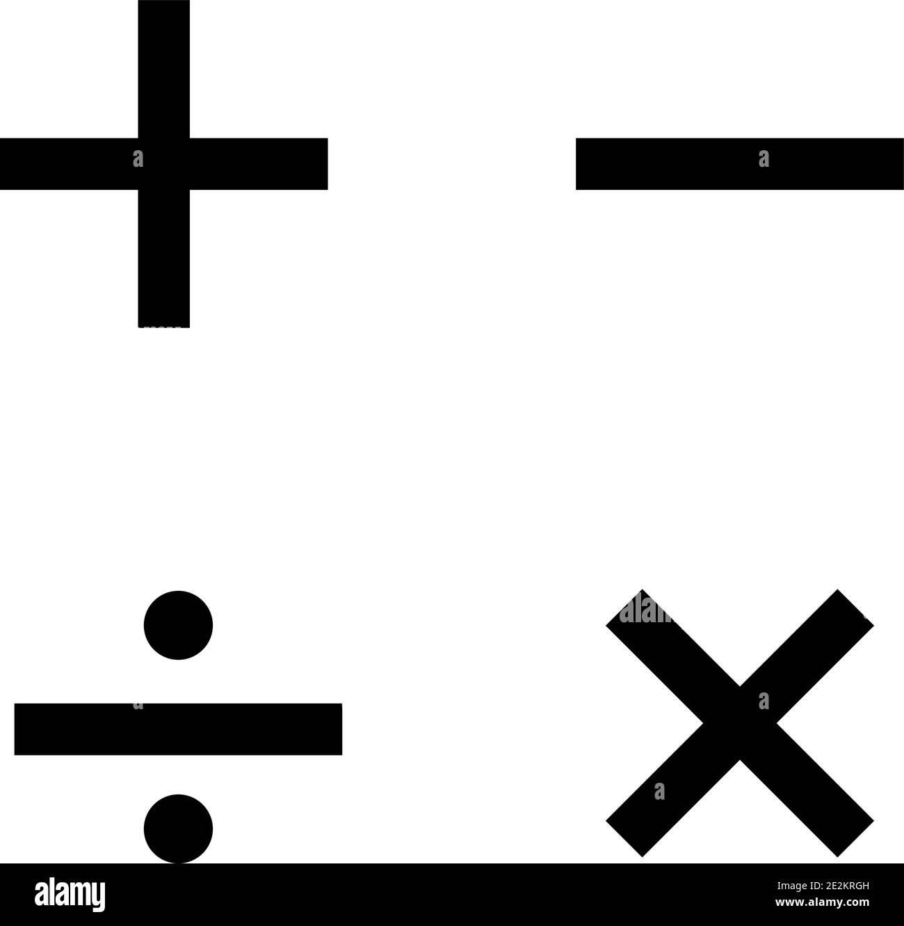 Grundlegende mathematische Symbole auf weißem Hintergrund Stock Vektor