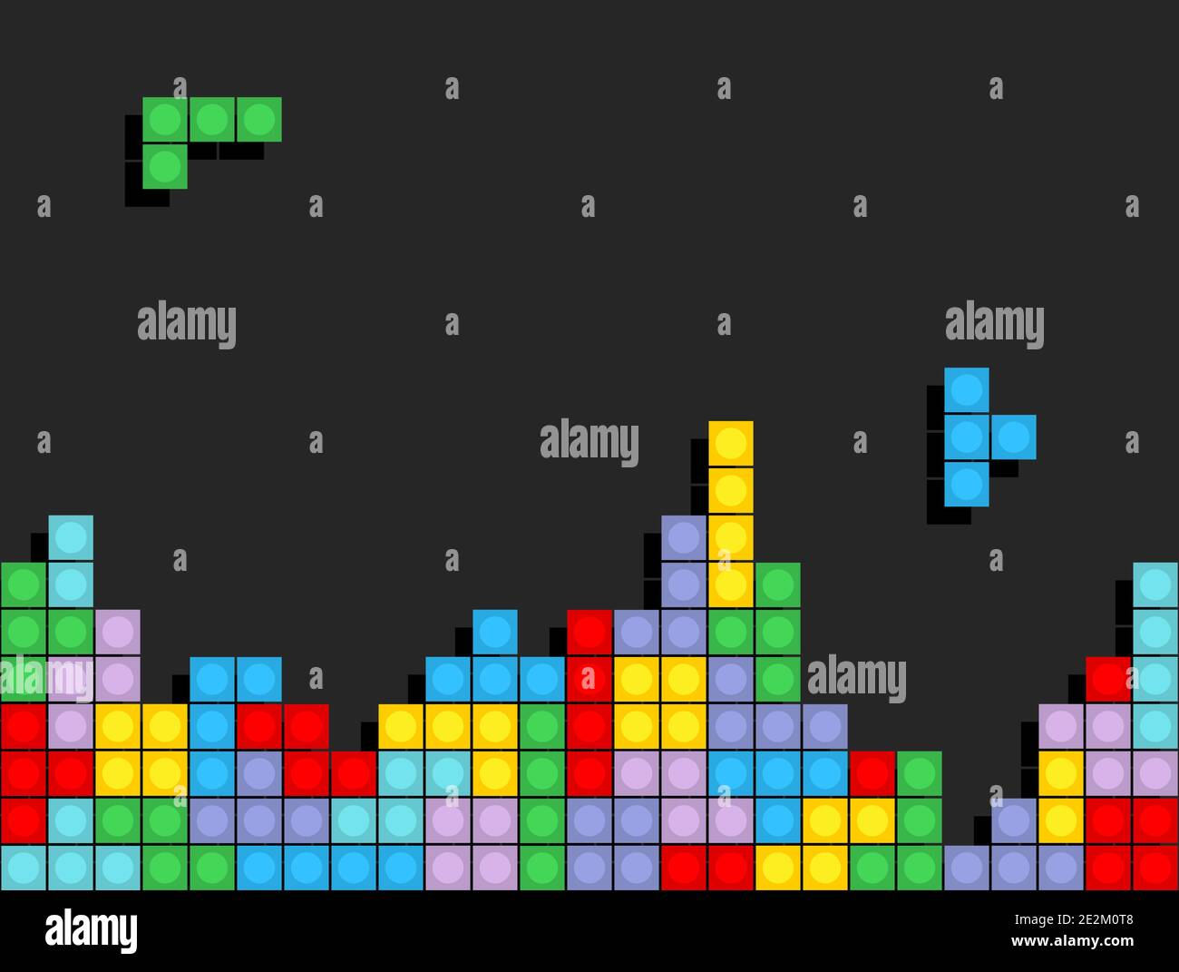 Spiel Tetris Pixel Steine. Farbenfrohes Spiel Hintergrund  Stock-Vektorgrafik - Alamy