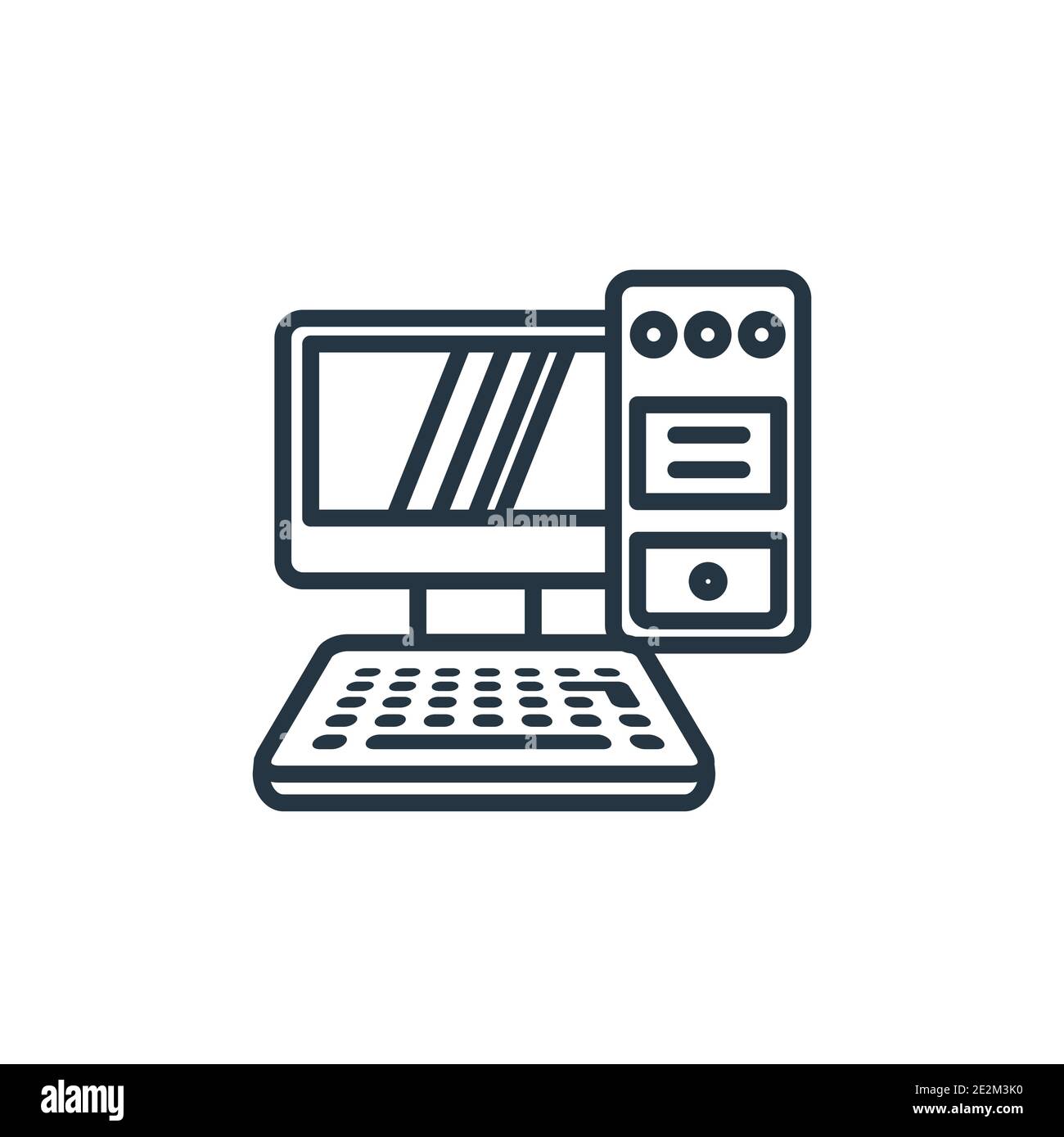 Vektorsymbol für den PC-Umriss. Dünne Linie schwarz Personal Computer Symbol, flache Vektor einfache Element Illustration von editierbaren elektronischen Gerät Stock Vektor