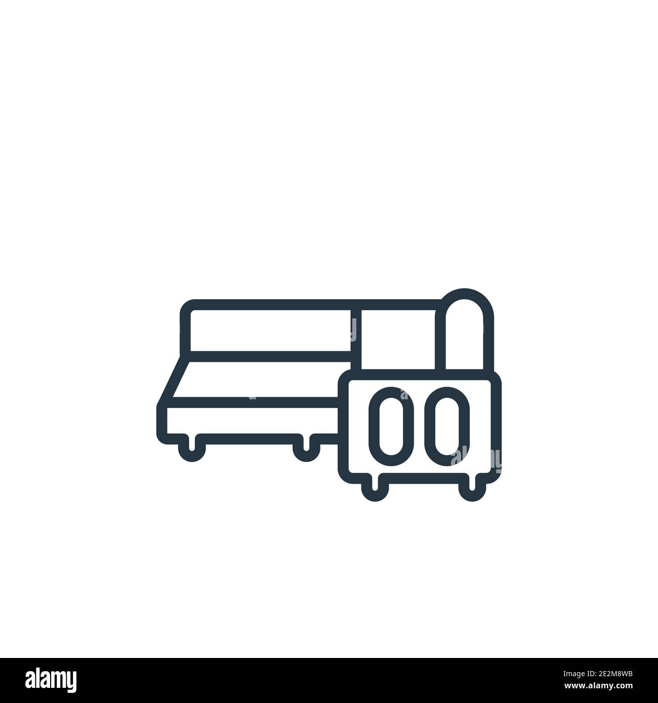 Ecksofa Umriss Vektor-Symbol. Dünne Linie schwarze Ecke Sofa Symbol, flache Vektor einfache Element Illustration von editierbaren Möbeln und Haushalt conce Stock Vektor