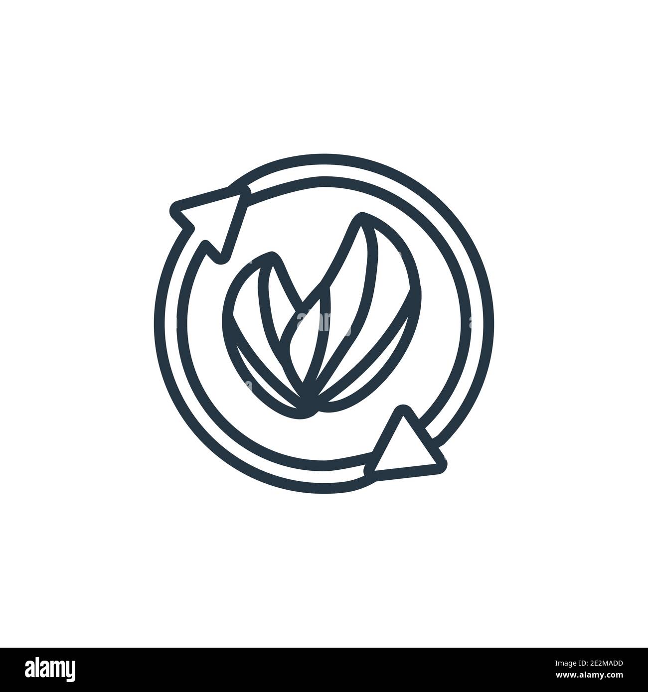 Vektorsymbol für die Umrisse der Nachhaltigkeit. Dünne Linie schwarzes Nachhaltigkeits-Symbol, flacher Vektor Einfache Elementdarstellung aus editierbarem Ökologie-Konzept isolieren Stock Vektor