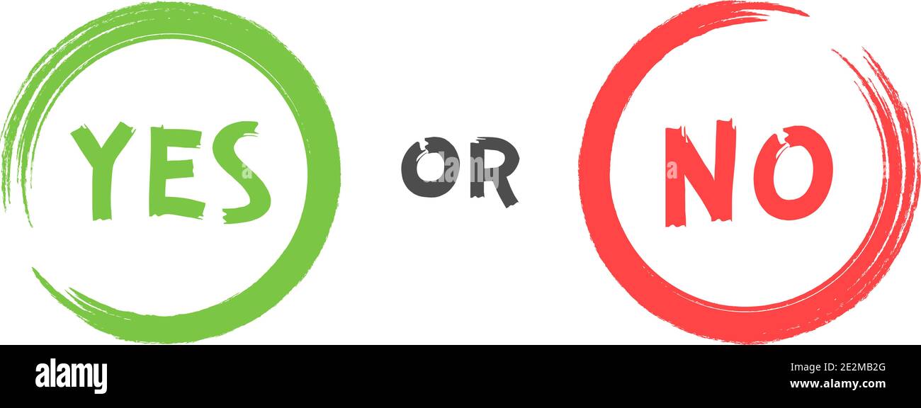 Ja oder Nein Bürstenzeichen. Symbole JA oder NEIN Stock Vektor