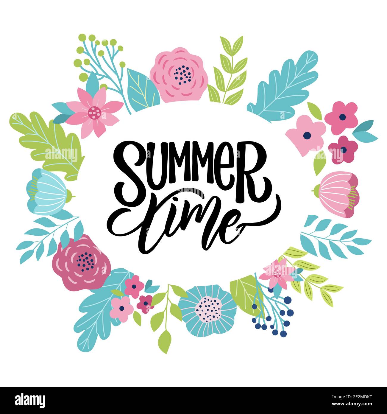 Urlaubskarte mit Blumen - Sommerzeit Stock Vektor