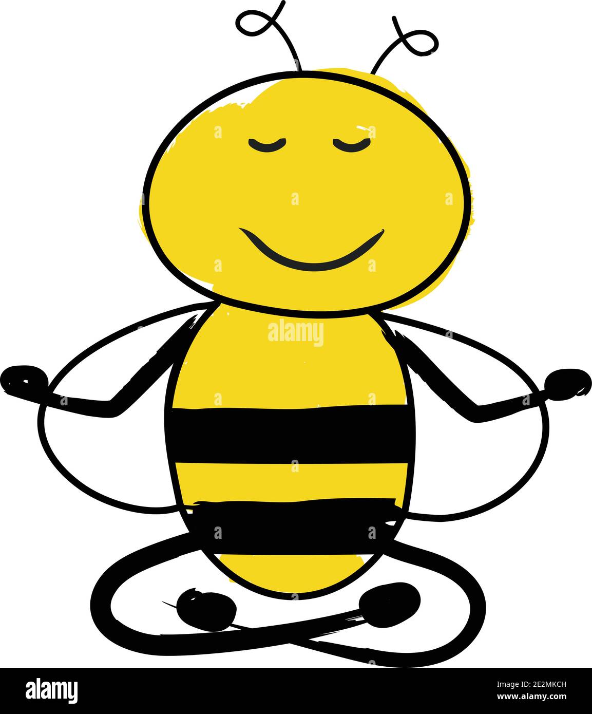 Cartoon Nette Biene Sitzen Und Meditieren Friedliche Biene In Einer Yoga Pose Stock Vektorgrafik Alamy