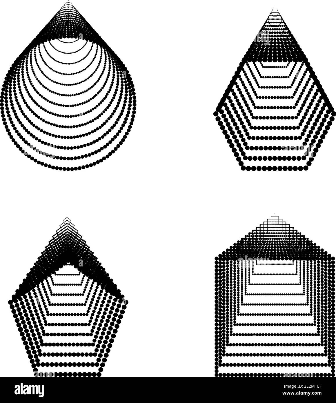 Satz von geometrischen Grundformen, die durch Punkte gebildet werden Stock Vektor