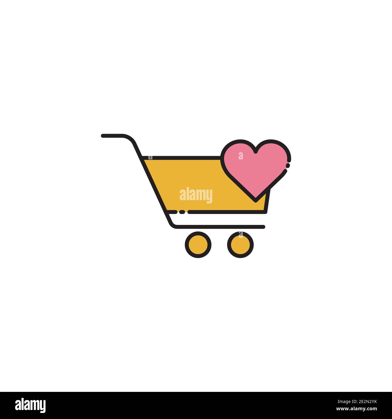 Warenkorb Lineal Farbe Symbol mit Herz. Einfaches Design editierbar. Vektor der Designvorlage Stock Vektor