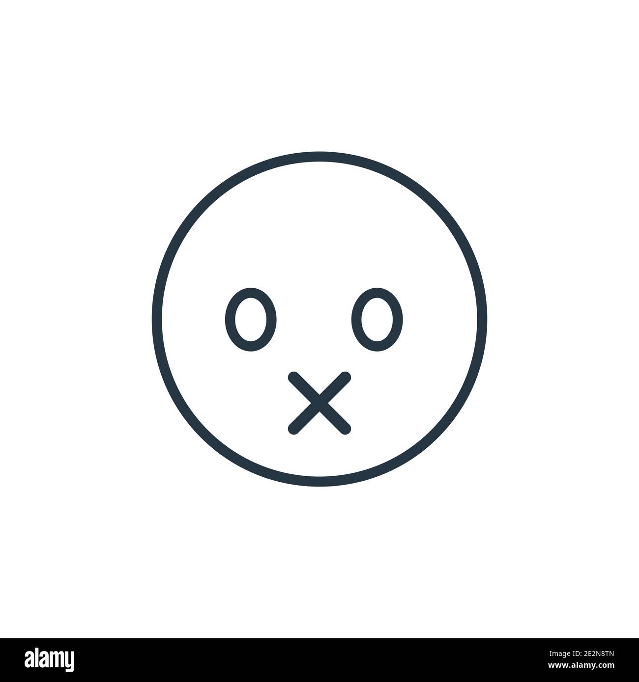 Stummgeschaltetem Emoji-Vektorsymbol. Dünne Linie schwarz gedämpfte Emoji-Symbol, flache Vektor einfache Element Illustration aus editierbaren Emoji-Konzept isoliert auf Whi Stock Vektor