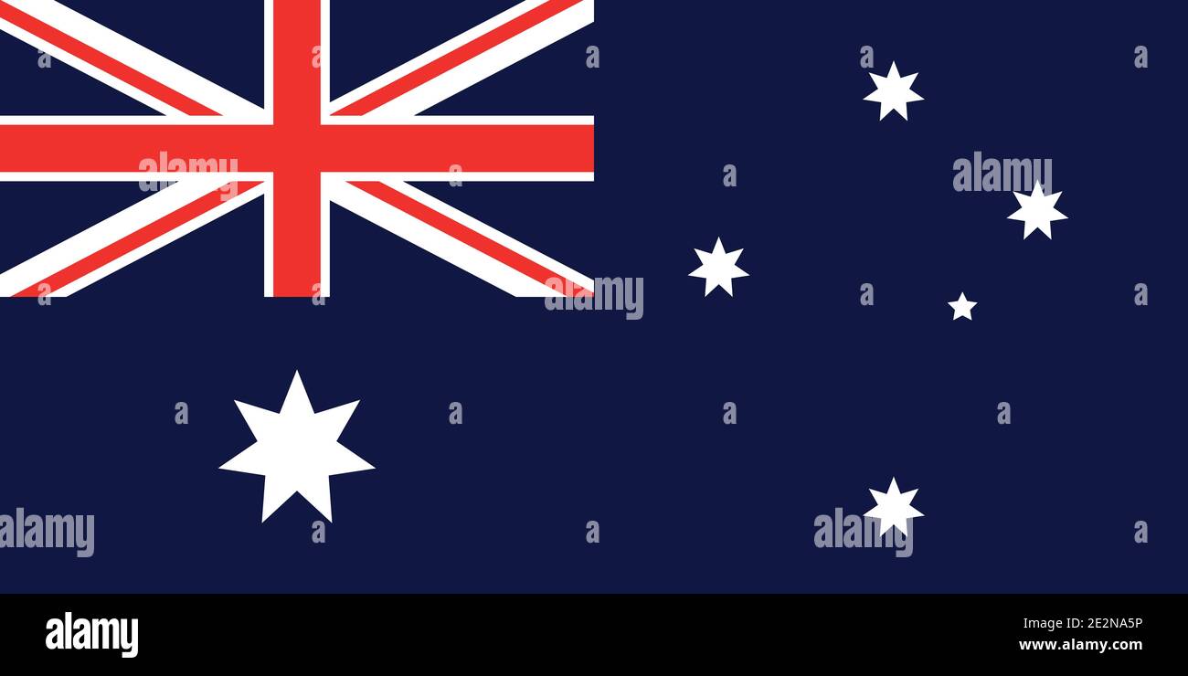 Die Nationalflagge des Landes ist Australien. Australische Flagge. Zustandssymbol. Australien Tag. Tag des Verteidigers des Vaterlandes. Eine konstitutionelle Monarchie Stock Vektor