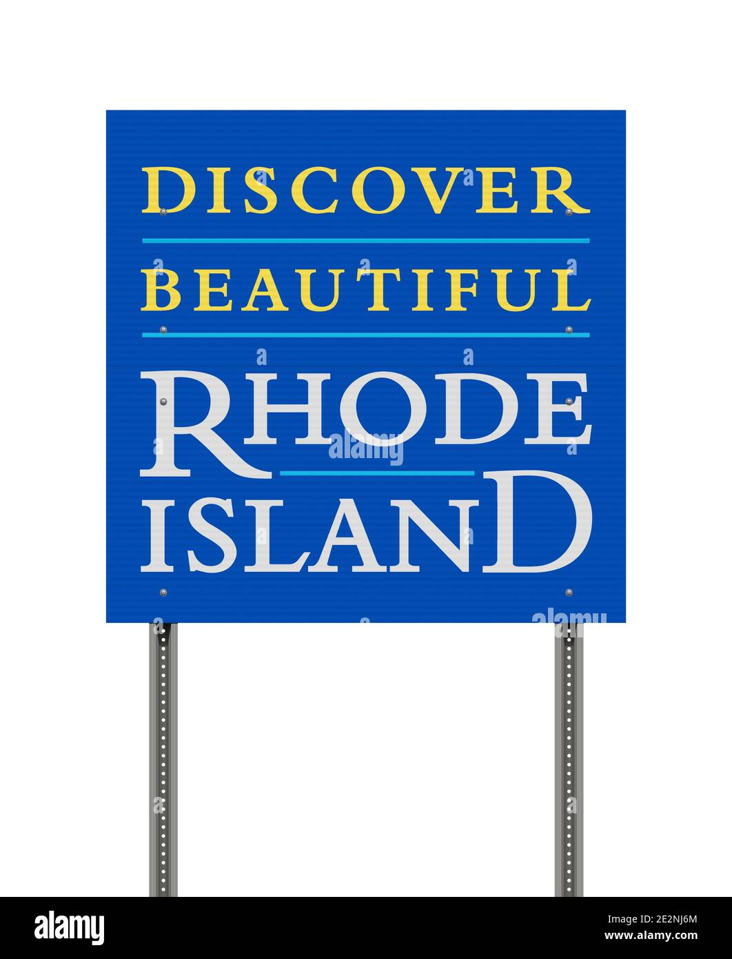 Vektordarstellung der Discover Beautiful Rhode Island Blue Road melden Sie sich an Metallstiften an Stock Vektor