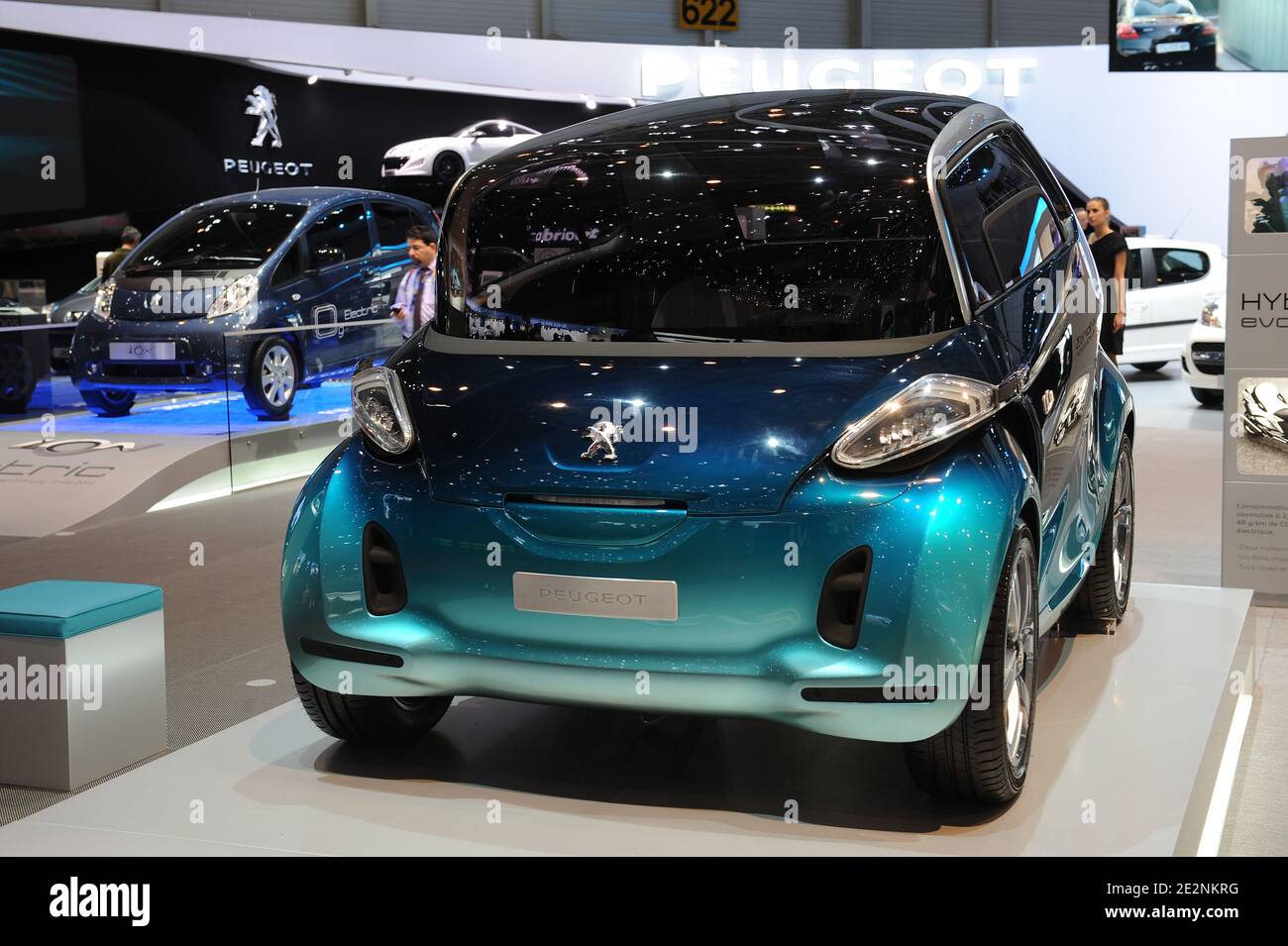 Auf dem 80. Internationalen Automobilsalon in Genf, Schweiz, am 2. März 2010 wird ein Konzeptfahrzeug des Peugeot BB1 ausgestellt. Foto von Loona/ABACAPRESS.COM Stockfoto