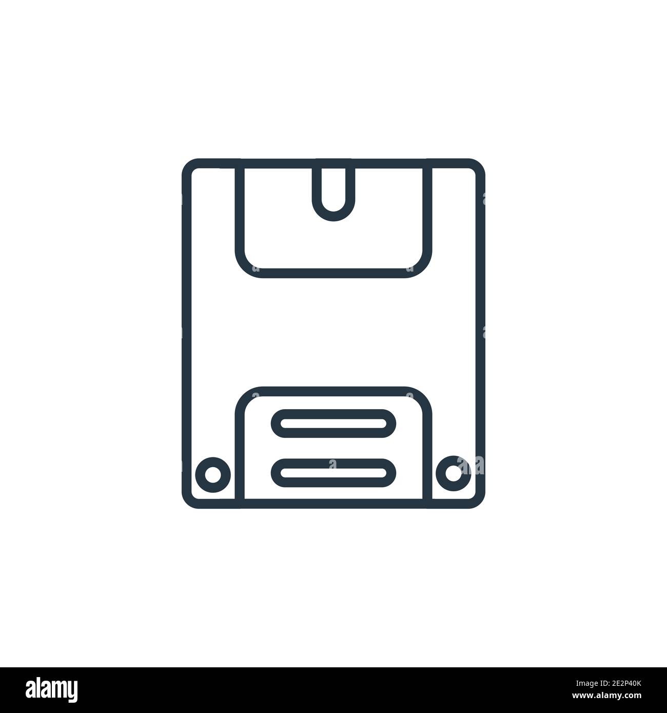 Vektorsymbol für die Gliederung der Diskette. Dünne Linie schwarze Diskette Symbol, flache Vektor einfache Element Illustration von editierbaren elektronischen Sachen füllen Konzept Stock Vektor