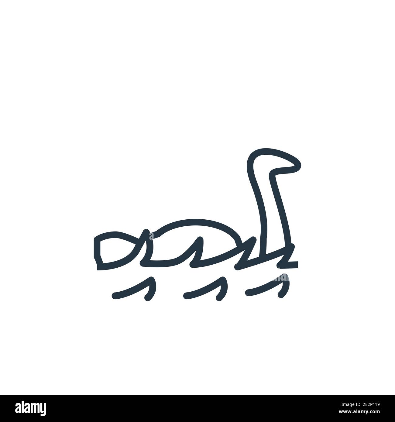 Loch Ness Monster Umriss Vektor-Symbol. Dünne Linie schwarz loch Ness ...