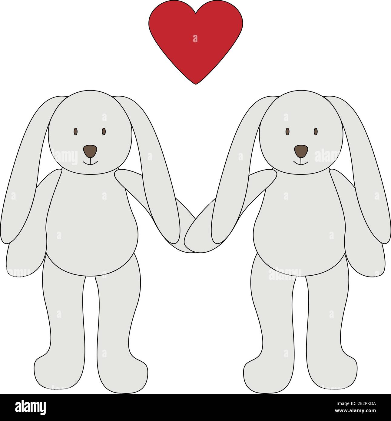 Cartoon Bunny Freunde halten Hände Stock Vektor