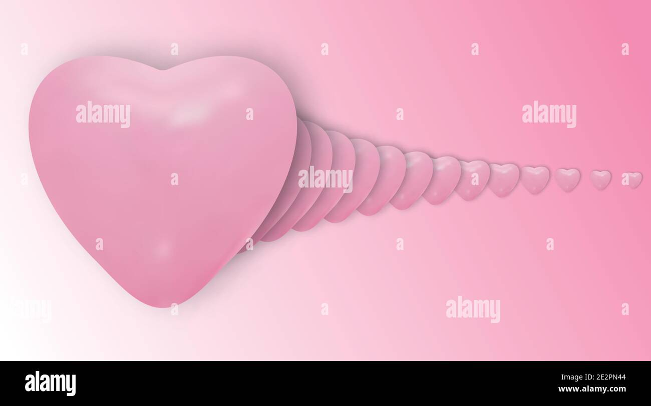 Valentinstag Vektor-Hintergrund. vektor-Illustration von überlappenden rosa Herzen 3d-Design-Ballons Stock Vektor