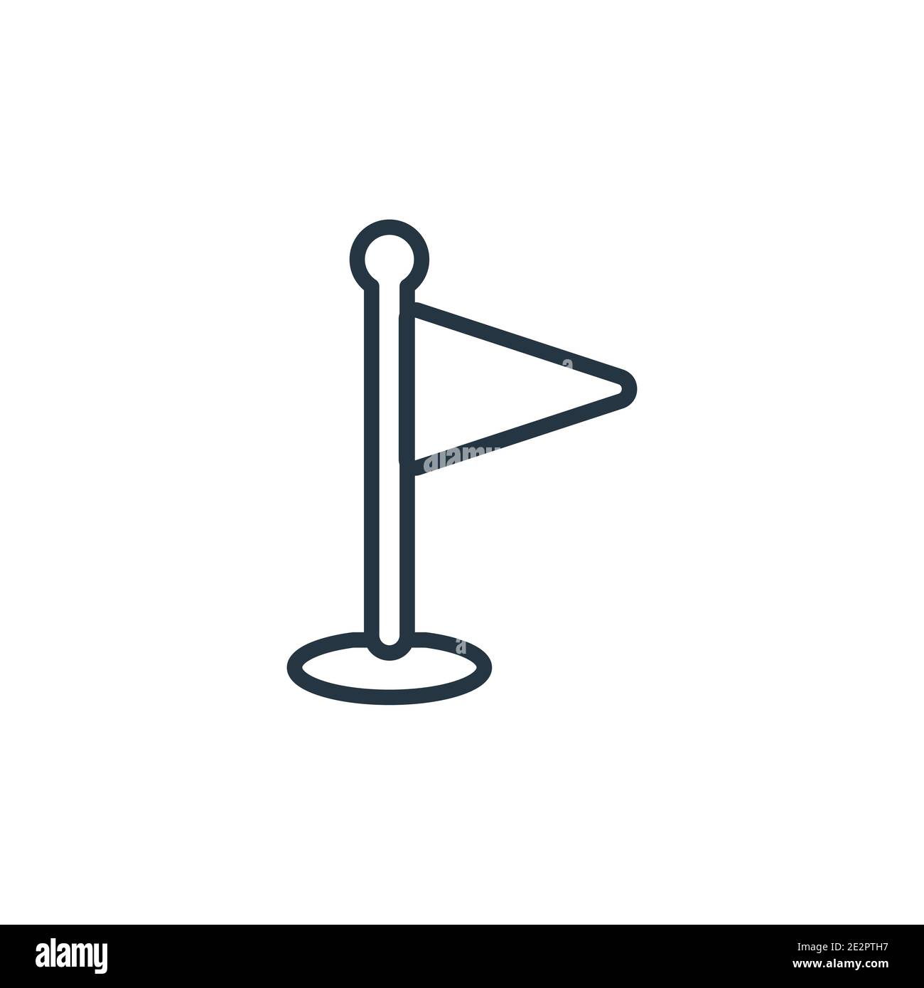 Symbol für den Umriss des Markierungspunkts. Dünne Linie schwarz Flag Punkt Symbol, flache Vektor einfache Element Illustration aus editierbaren Bildungskonzept isoliert stro Stock Vektor