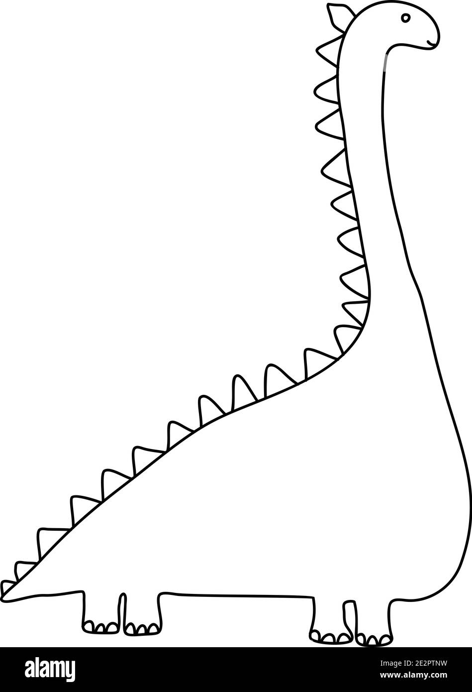 Kleine niedliche Linie Dinosaurier. Vektor-Illustration für die Färbung Zeichnung Bild Cartoon. Kinder Dino Bild isoliert auf weiß. Baby Monster Reptile für Druck Stock Vektor