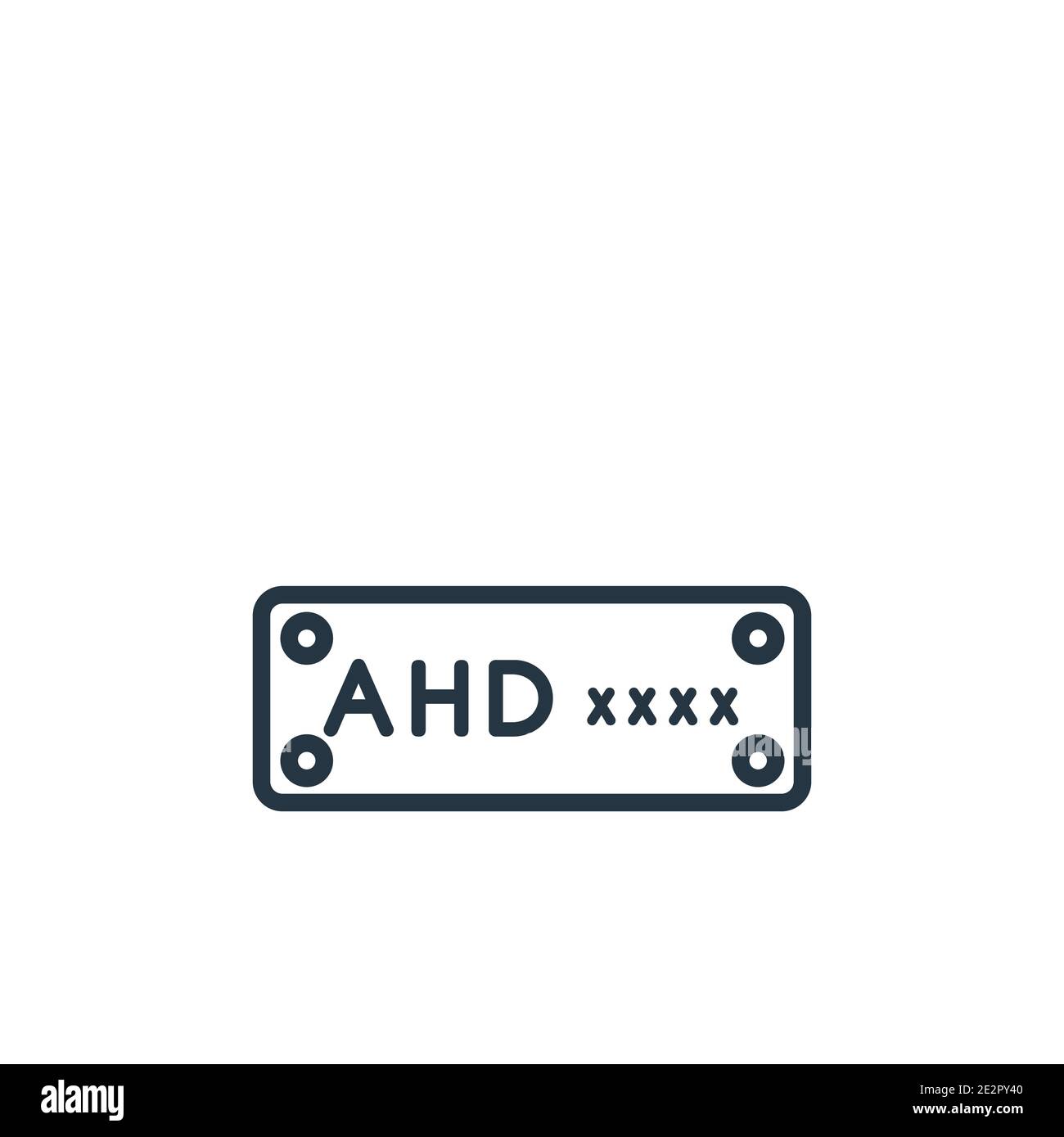 Vektorsymbol für die Umrissdarstellung des Fahrzeugnummertiers. Dünne Linie schwarz Auto Nummernschild Symbol, flache Vektor einfache Element Illustration von editierbaren Autoteilen Konzept iso Stock Vektor