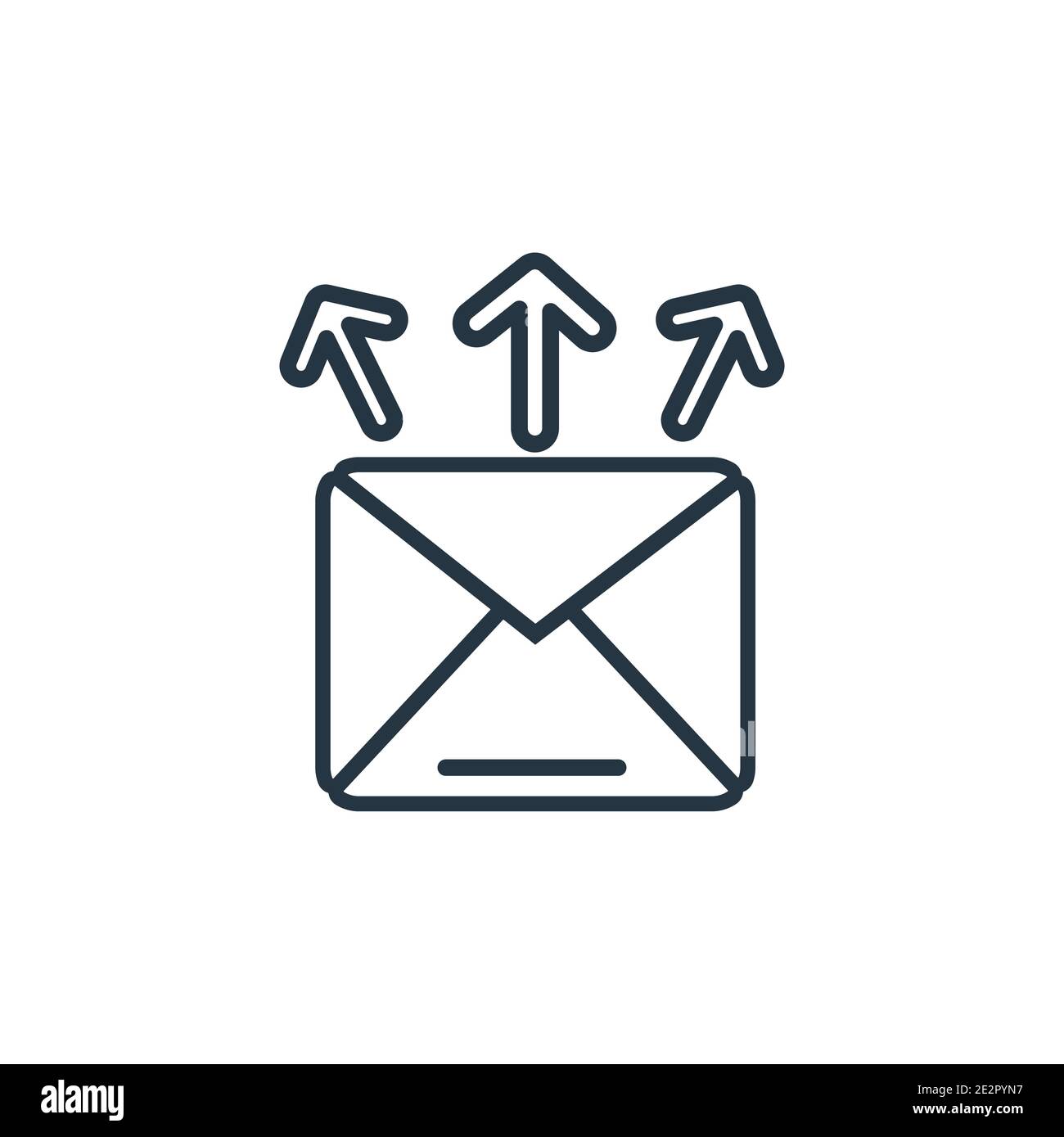 Vektorsymbol für die Mailing-Gliederung. Dünne Linie schwarzes Mailing-Symbol, flacher Vektor einfache Element Illustration aus editierbaren Crowdfunding-Konzept isolierte Schlaganfall Stock Vektor