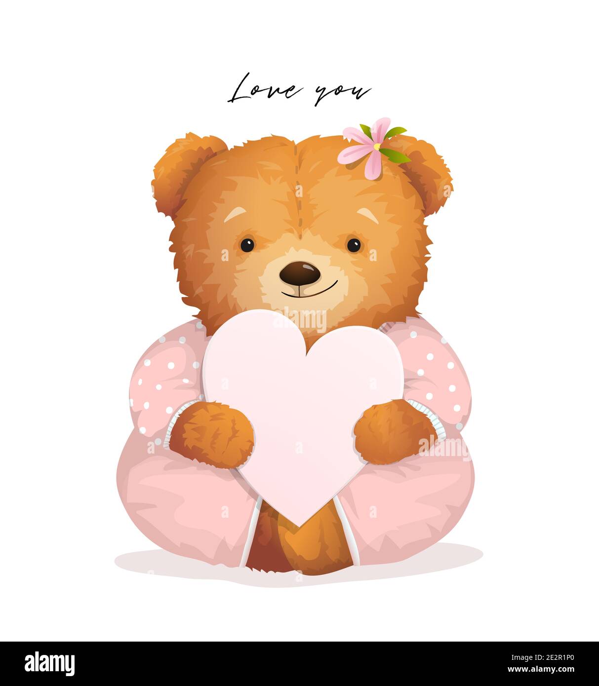 Valentinskarte Mit Herz Für Teddybär Stock Vektor