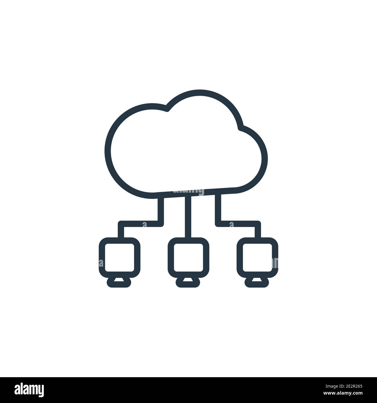 Vektorsymbol für den Umriss des Cloud-Netzwerks. Dünne Linie schwarz Cloud-Netzwerk-Symbol, flache Vektor einfache Element Illustration aus editierbaren Computer-Konzept isoliert Stock Vektor