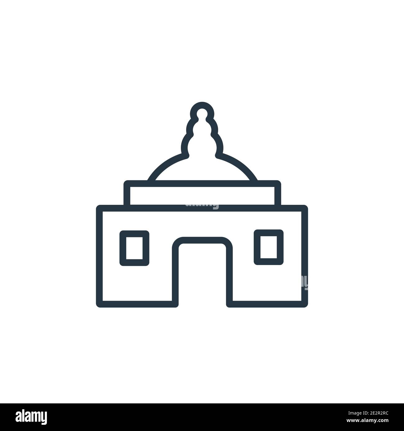 Gurdwara Umriss Vektor-Symbol. Dünne Linie schwarz gurdwara Symbol, flache Vektor einfache Element Illustration von editierbaren Gebäuden Konzept isolierte Schlaganfall o Stock Vektor