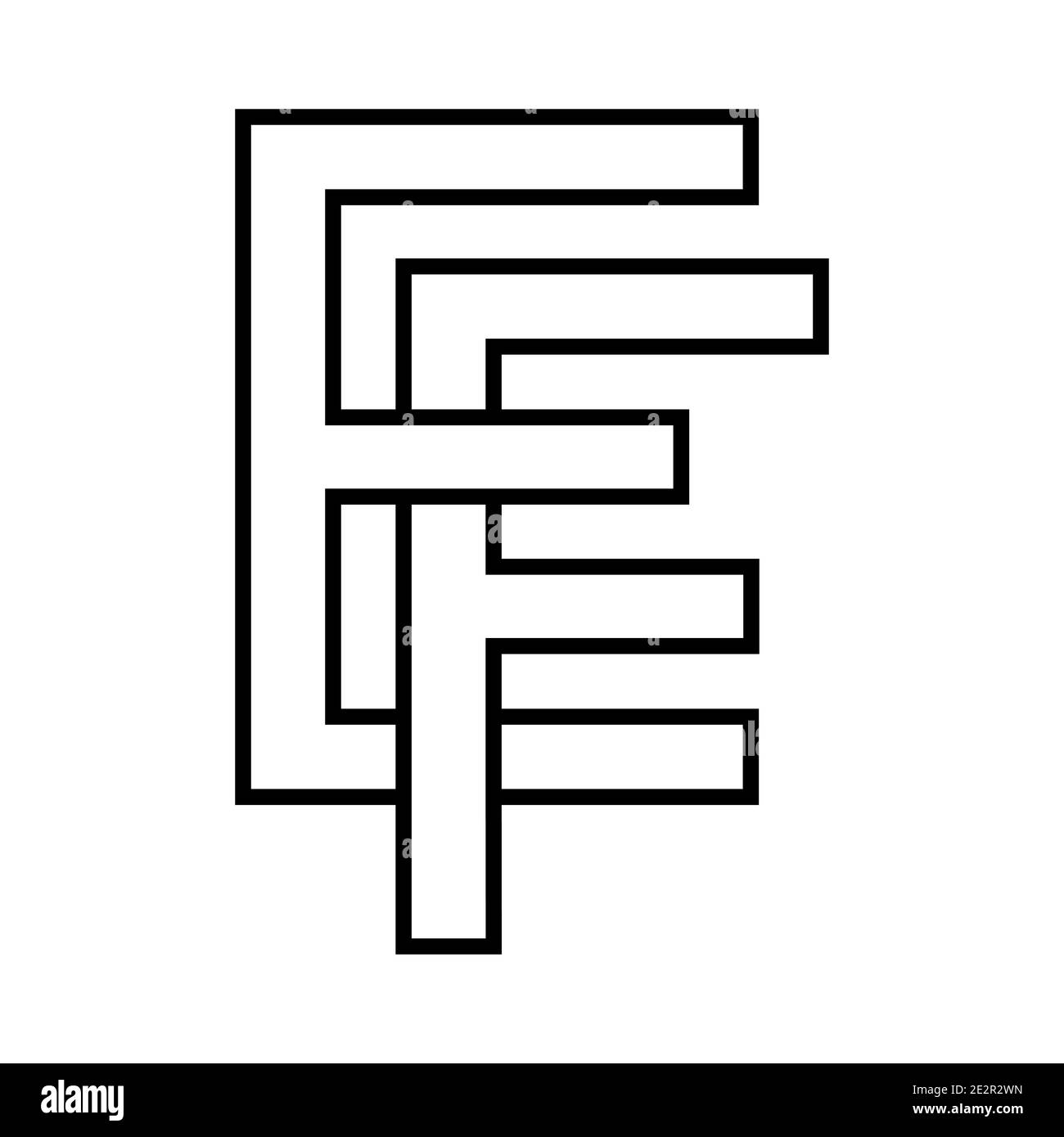 Logo Zeichen ef fe Icon Zeichen Zeilensprungbuchstaben F, E Vektor Logo ef, fe erste Großbuchstaben Muster Alphabet e, f Stock Vektor