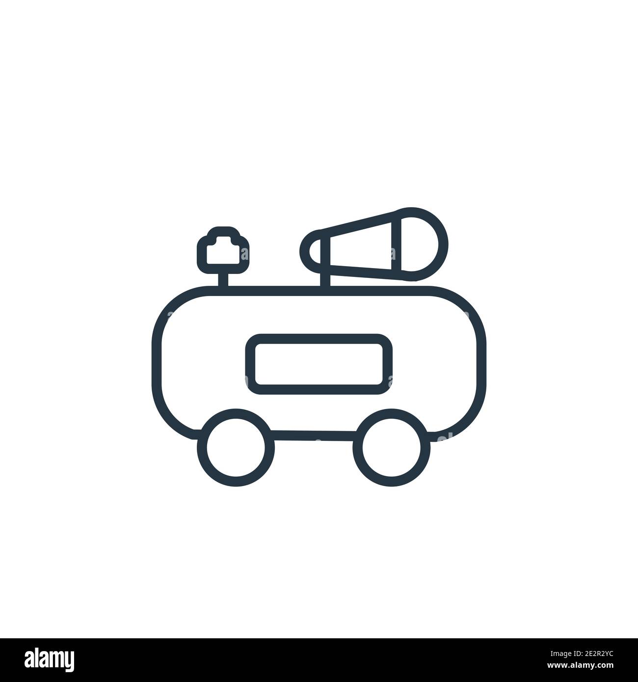 Vektorsymbol für Luftkompressor-Kontur. Dünne Linie schwarz Luftkompressor Symbol, flache Vektor einfache Element Illustration von editierbaren Konstruktionskonzept ist Stock Vektor