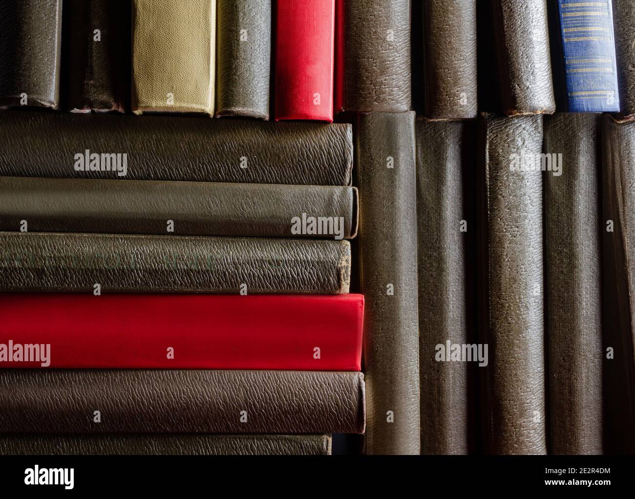 Hintergrundbild Foto von antiken alten Büchern zusammen gestapelt. Stockfoto