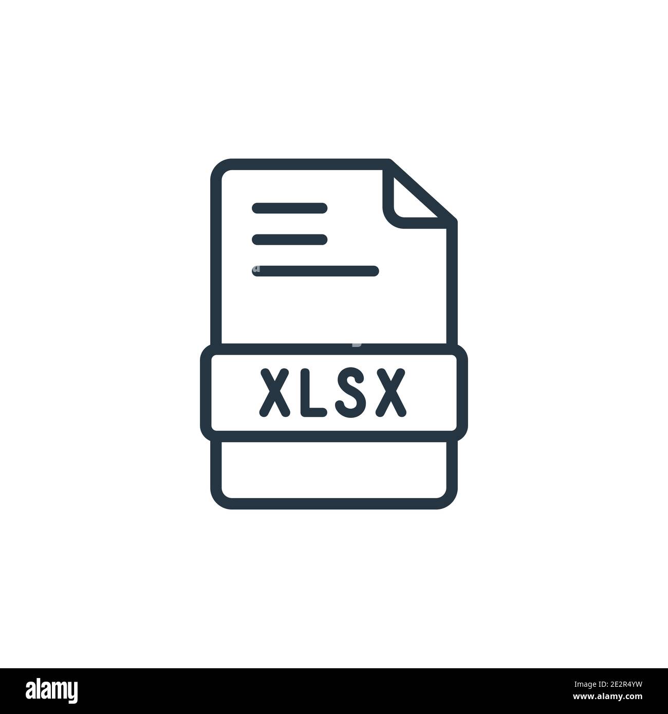 XLSX-Vektorsymbol. Dünne Linie schwarz xlsx Symbol, flache Vektor einfache Element Illustration aus editierbaren Big Data Konzept isoliert auf weißem Hintergrund Stock Vektor