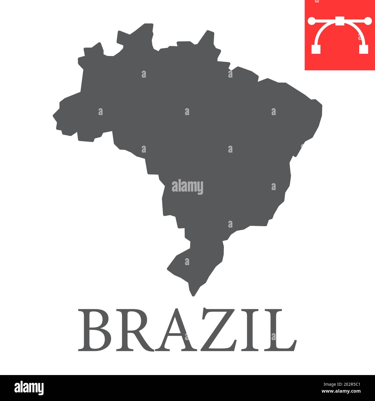 Karte von Brasilien Glyphe Symbol, Land und Geographie, brasilien Karte Zeichen Vektorgrafiken, editierbare Kontur solide Symbol, eps 10. Stock Vektor